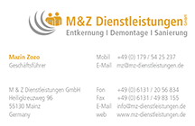 M & Z Visitenkarte
